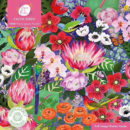 Adult Sustainable Jigsaw Puzzle Bex Parkin: Exotic Birds: 1000-Pieces. Ethical, Sustainable, Earth-Friendly