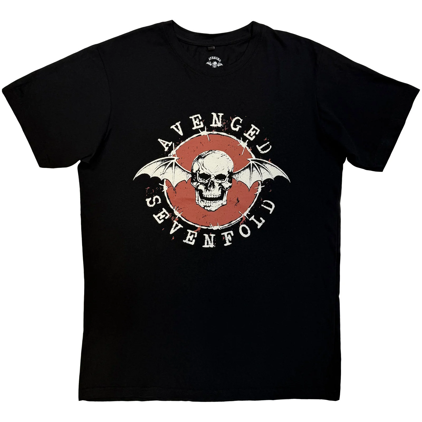 Avenged Sevenfold Unisex Premium Carbon T-Shirt: Deathbat Red Circle