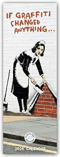 Banksy - If Graffiti Changed Anything 2024 - Slimline-Kalender: Original Carousel Calendar [Mehrsprachig] [Kalender]
