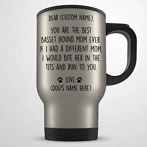 Basset Hound Present for Women Basset Hound Travel Mug Basset Hound Present Basset Mom Basset Hound Dog Basset Hound Mom Present 15oz Coffee Mug Tea Cup Holiday Present