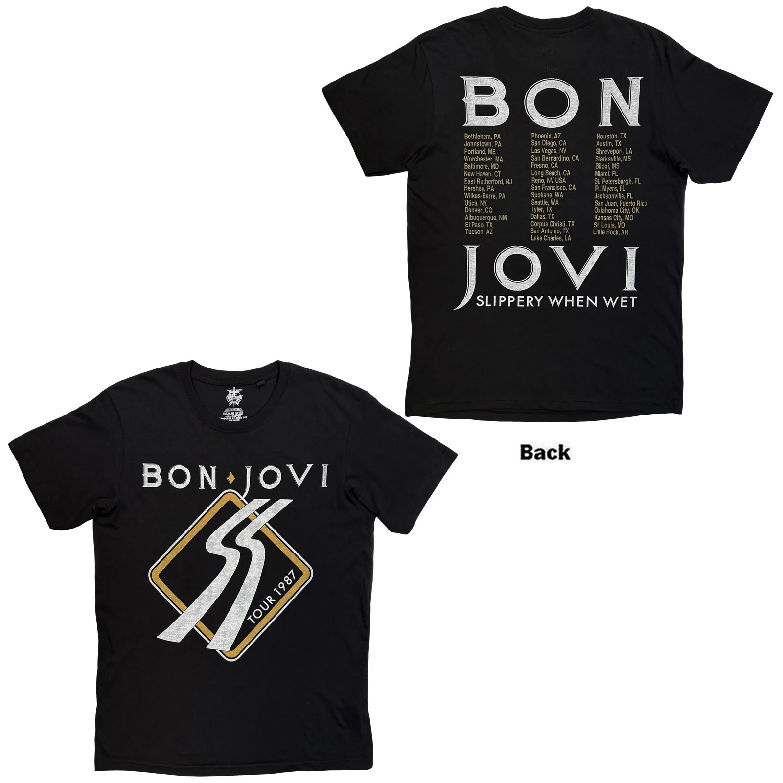 Bon Jovi Unisex T-Shirt: Slippery When Wet '87