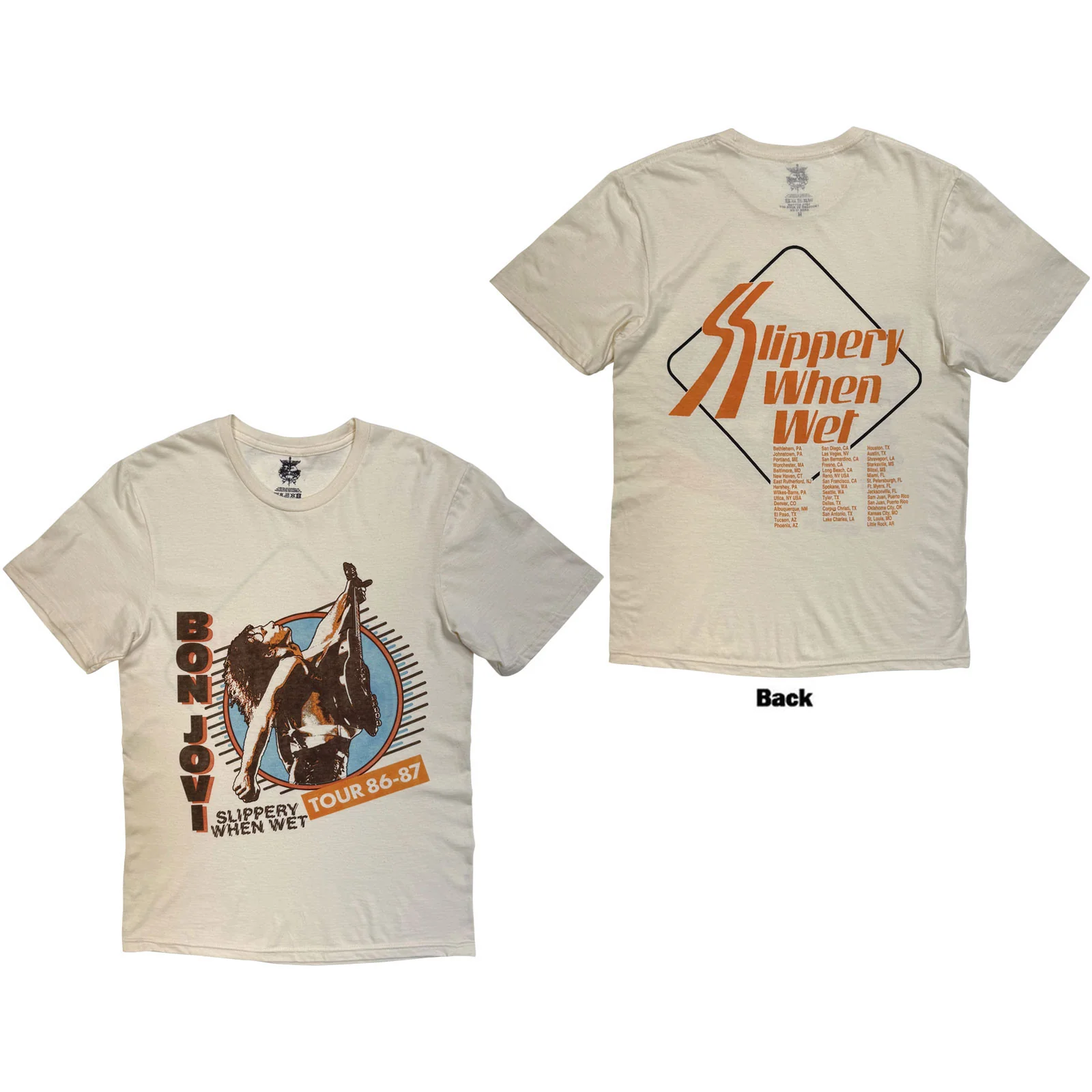 Bon Jovi Unisex T-Shirt: Slippery When Wet Tour '86-'87 - Image 3