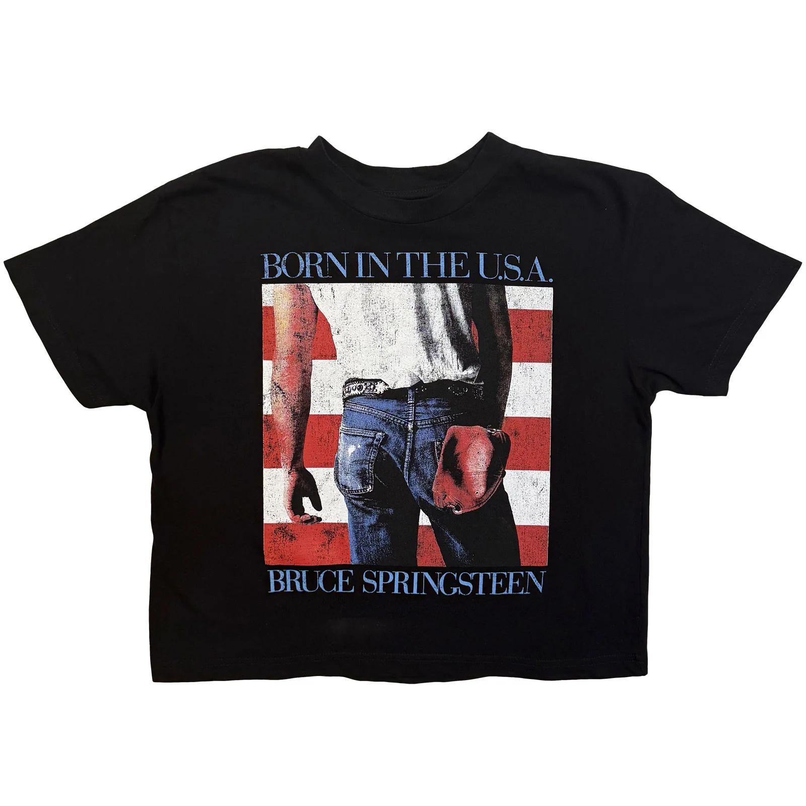 Bruce Springsteen Ladies Crop Top: Born In The USA