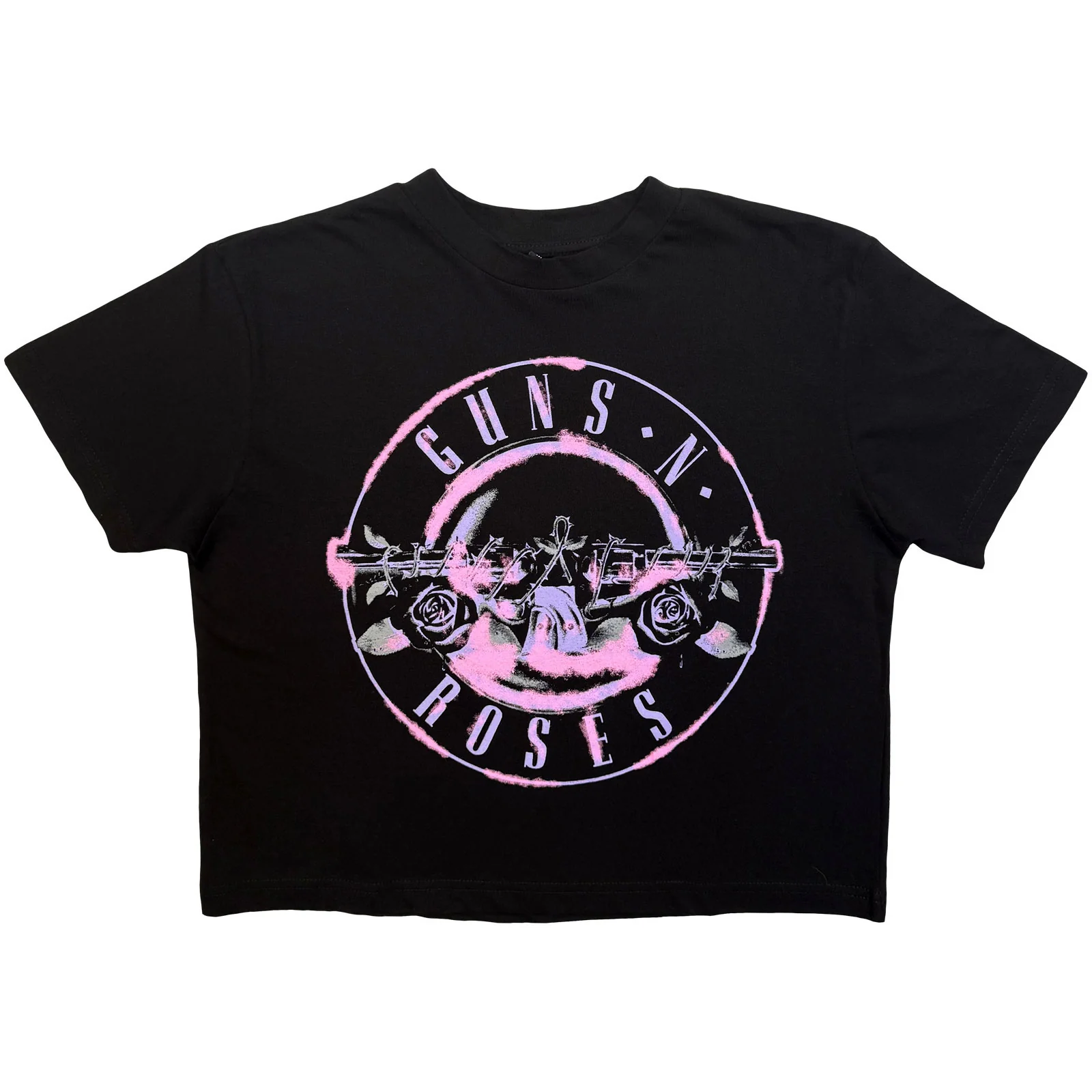 Guns N' Roses Ladies Crop Top: Pink Bullet