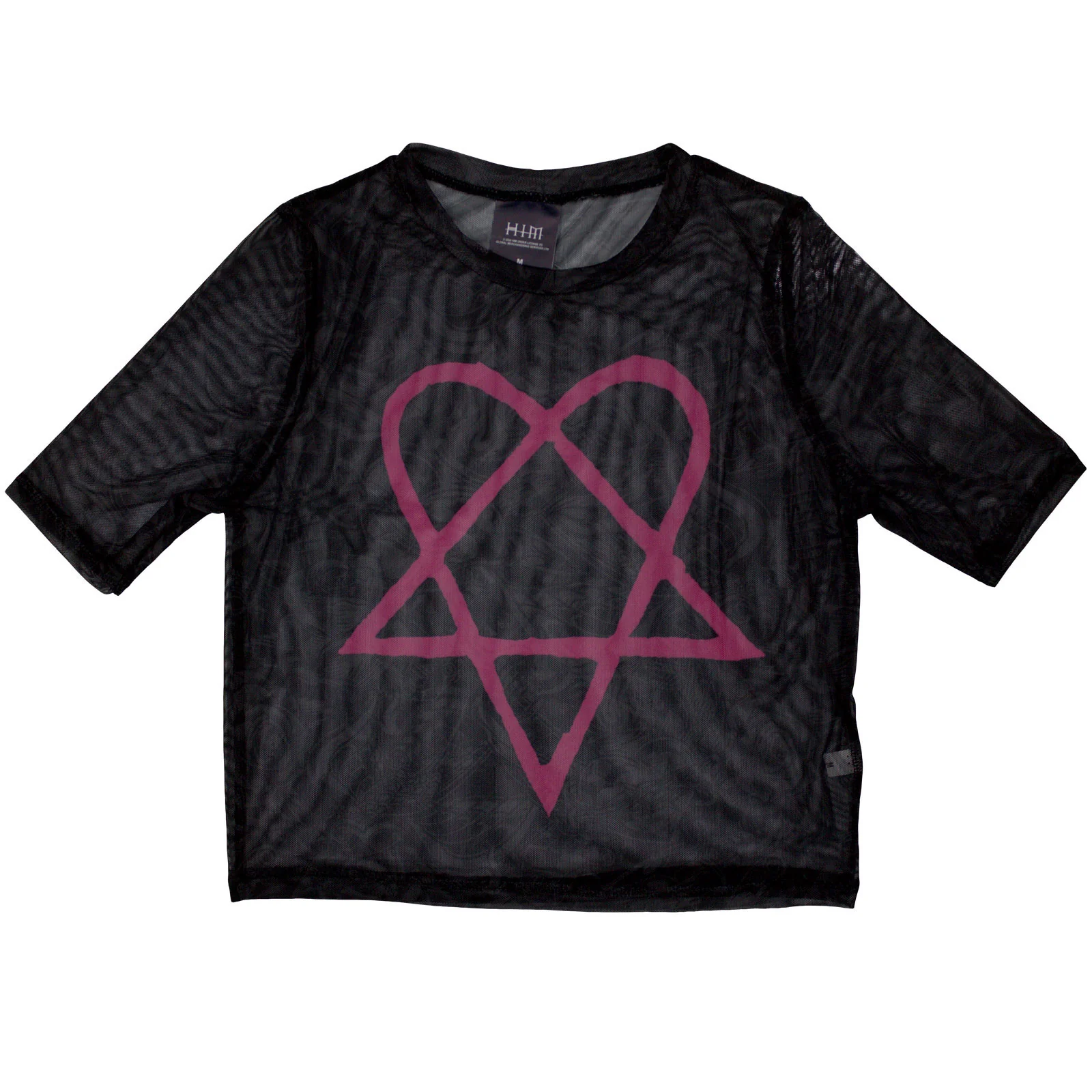 HIM Ladies Mesh Crop Top: Pink Heartagram