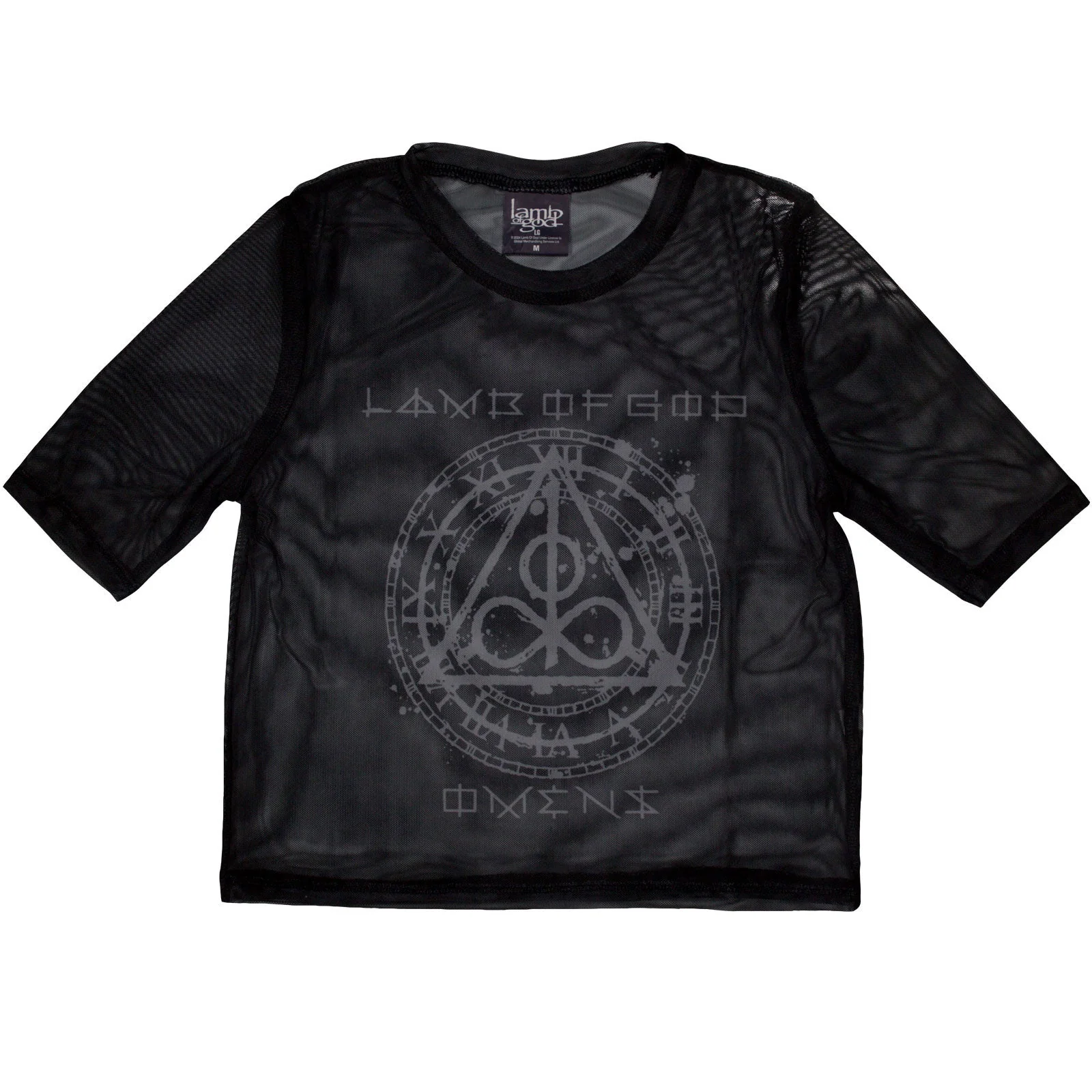 Lamb Of God Ladies Mesh Crop Top: Omens Clock