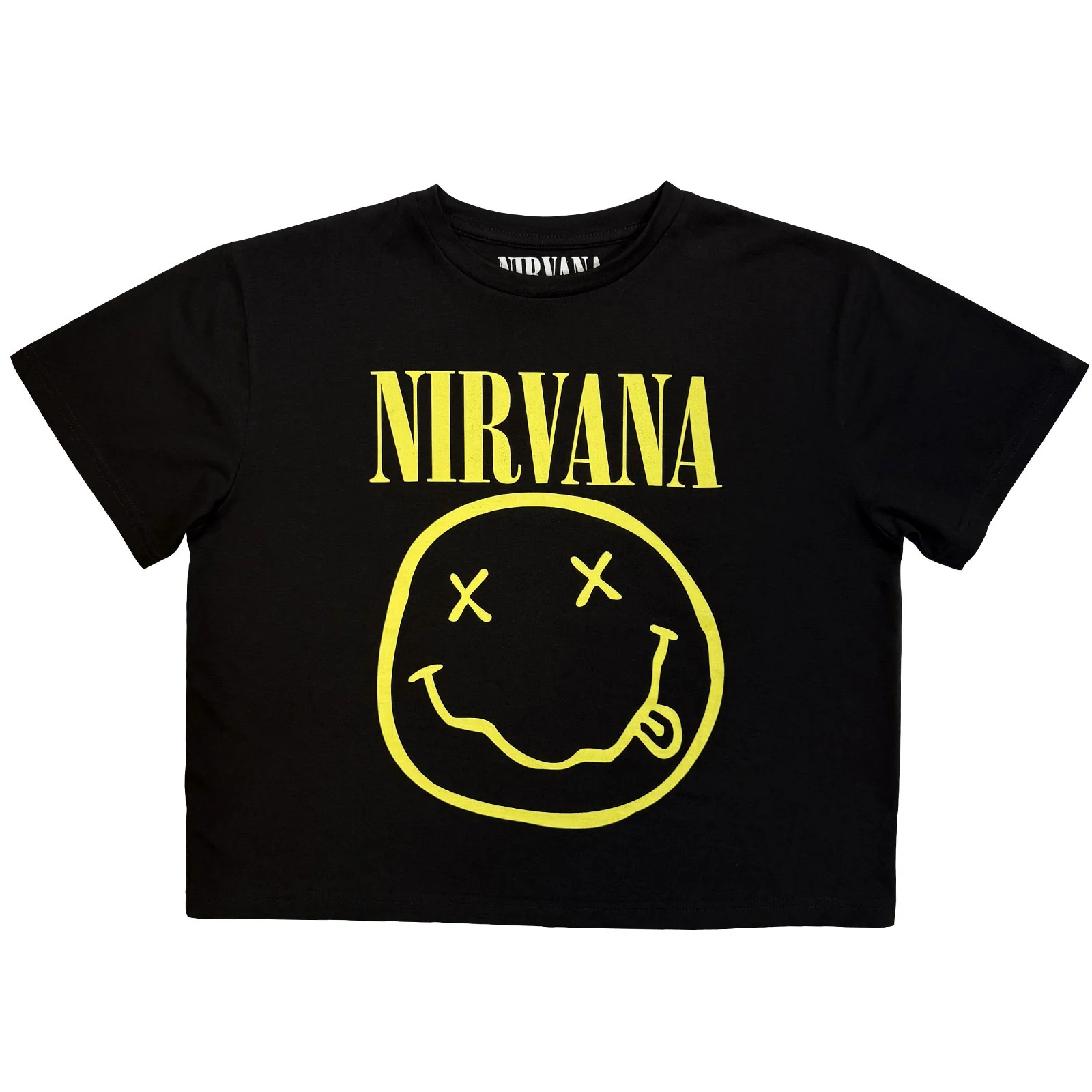 Nirvana Ladies Crop Top: Yellow Happy Face