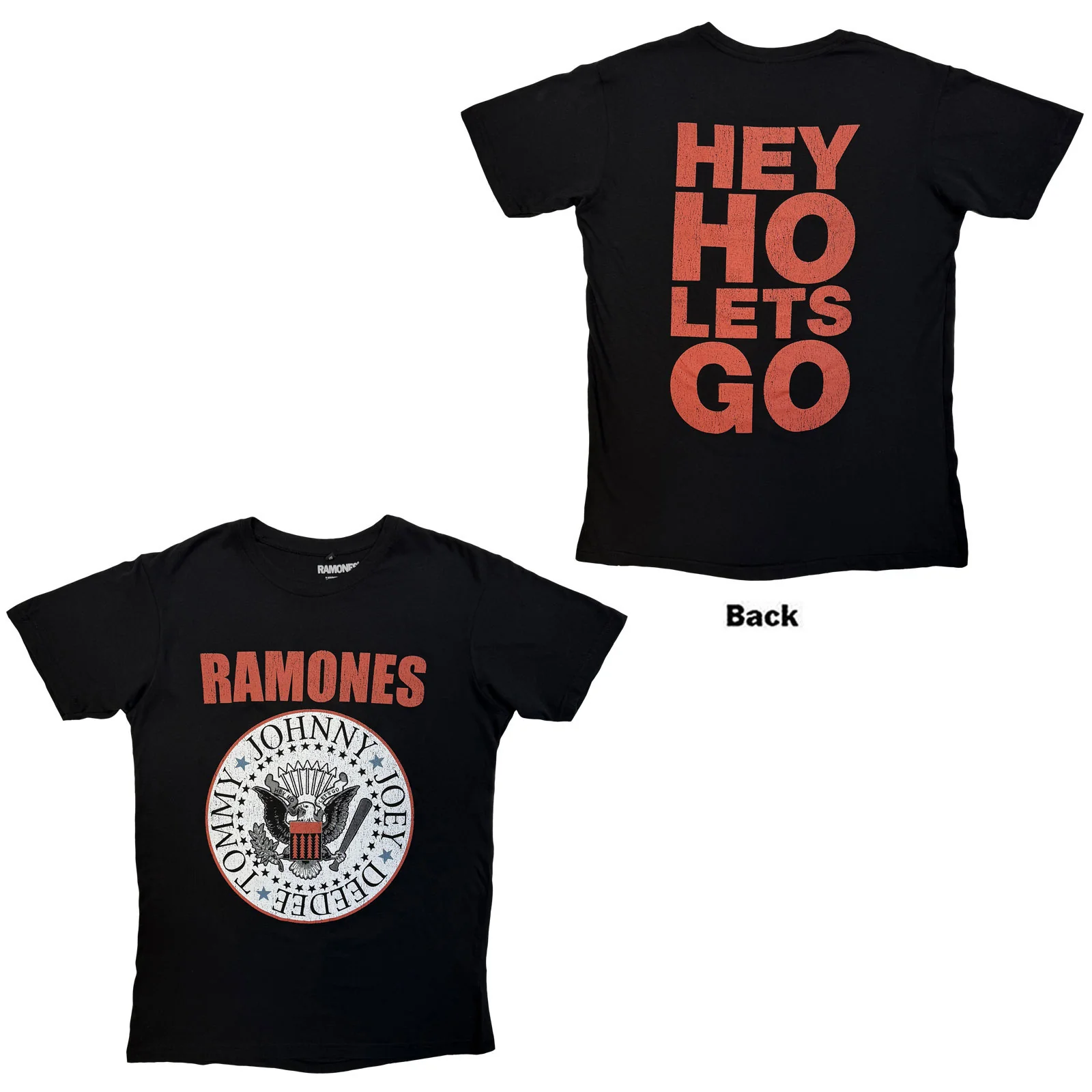 Ramones Unisex Premium Carbon T-Shirt: Hey Ho Red Block Text