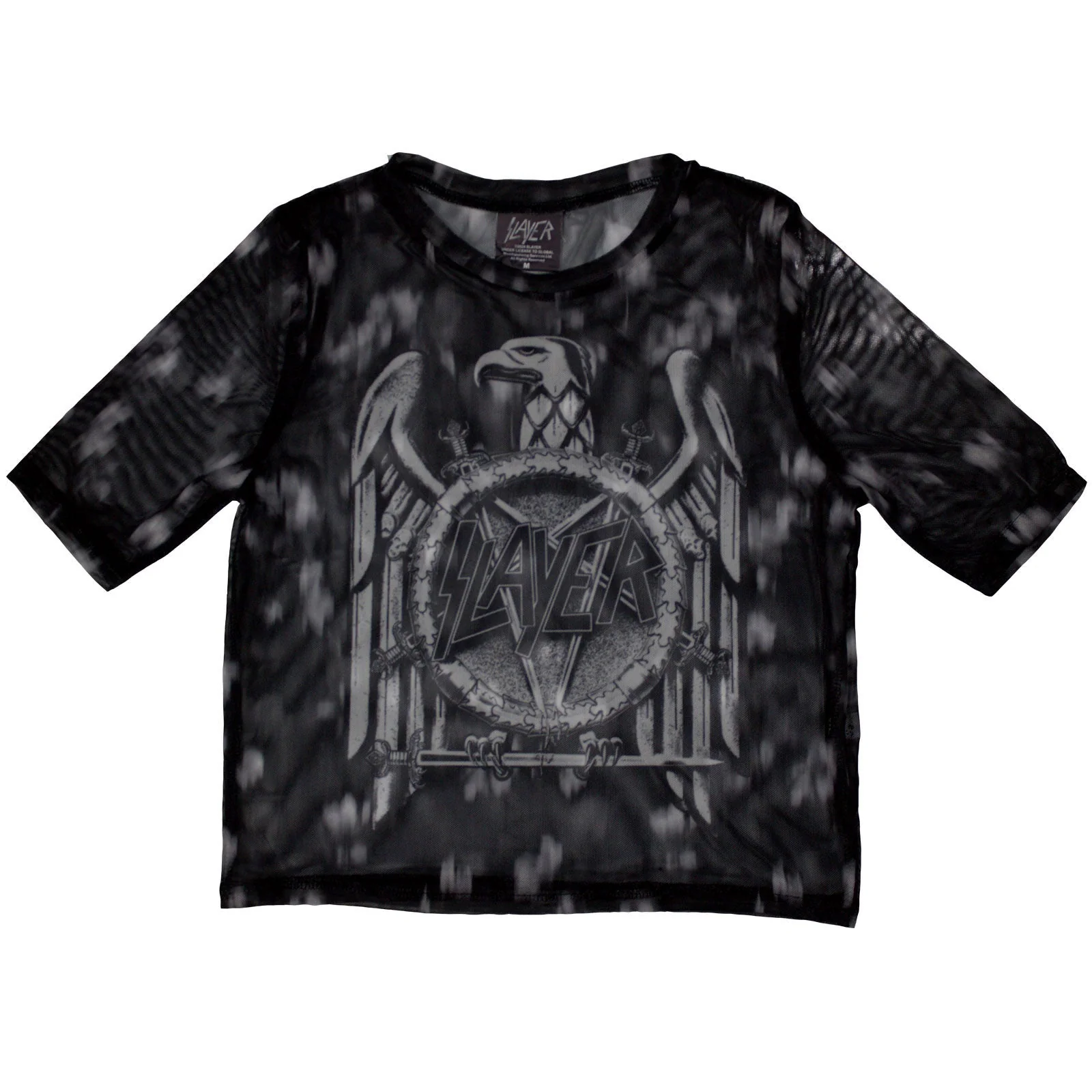 Slayer Ladies Mesh Crop Top: Mono Eagle