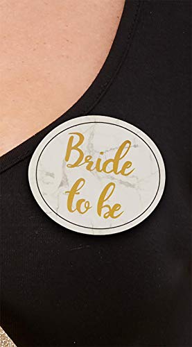 Smiffys 27354 Hen Party Pin Badges, Women, White & Gold
