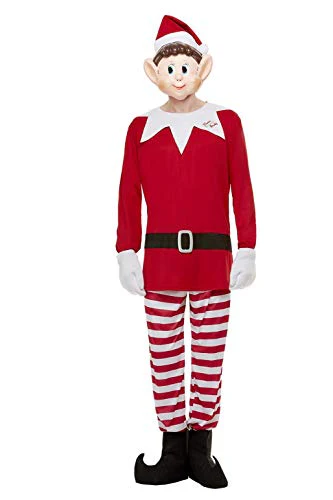 Smiffys 52244L Officially Licensed Elves Behavin' Badly Mens Elf Costume, Red & White, L - Size 42"-44"