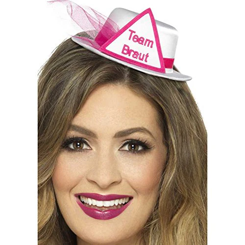 Smiffys Women's 48047 Team Bride Mini Hat Pink/White, One Size Fits All