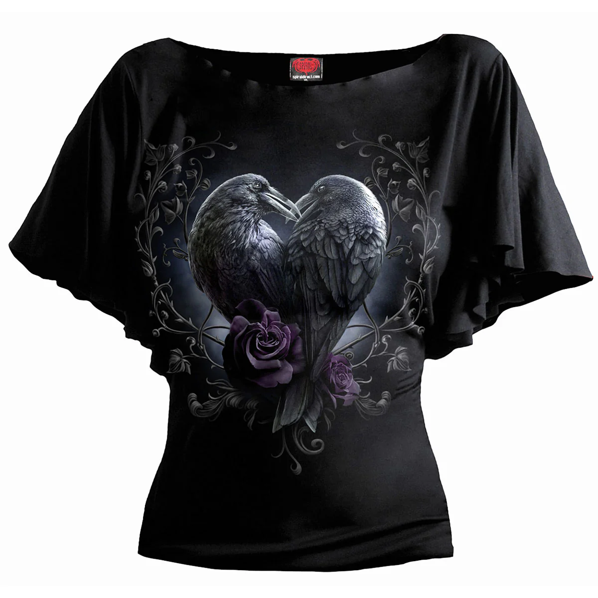 Spiral Unisex Latin Boatneck Top: Raven Heart