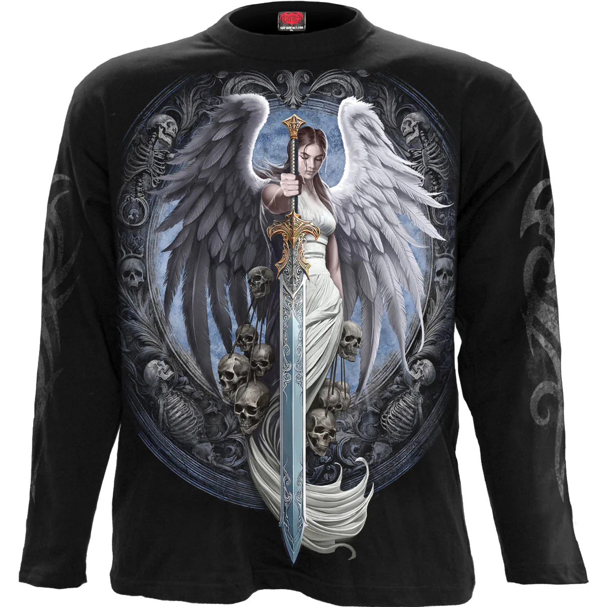 Spiral - ANGEL SWORD (Unisex Black Long Sleeve T-Shirts) Ex Large