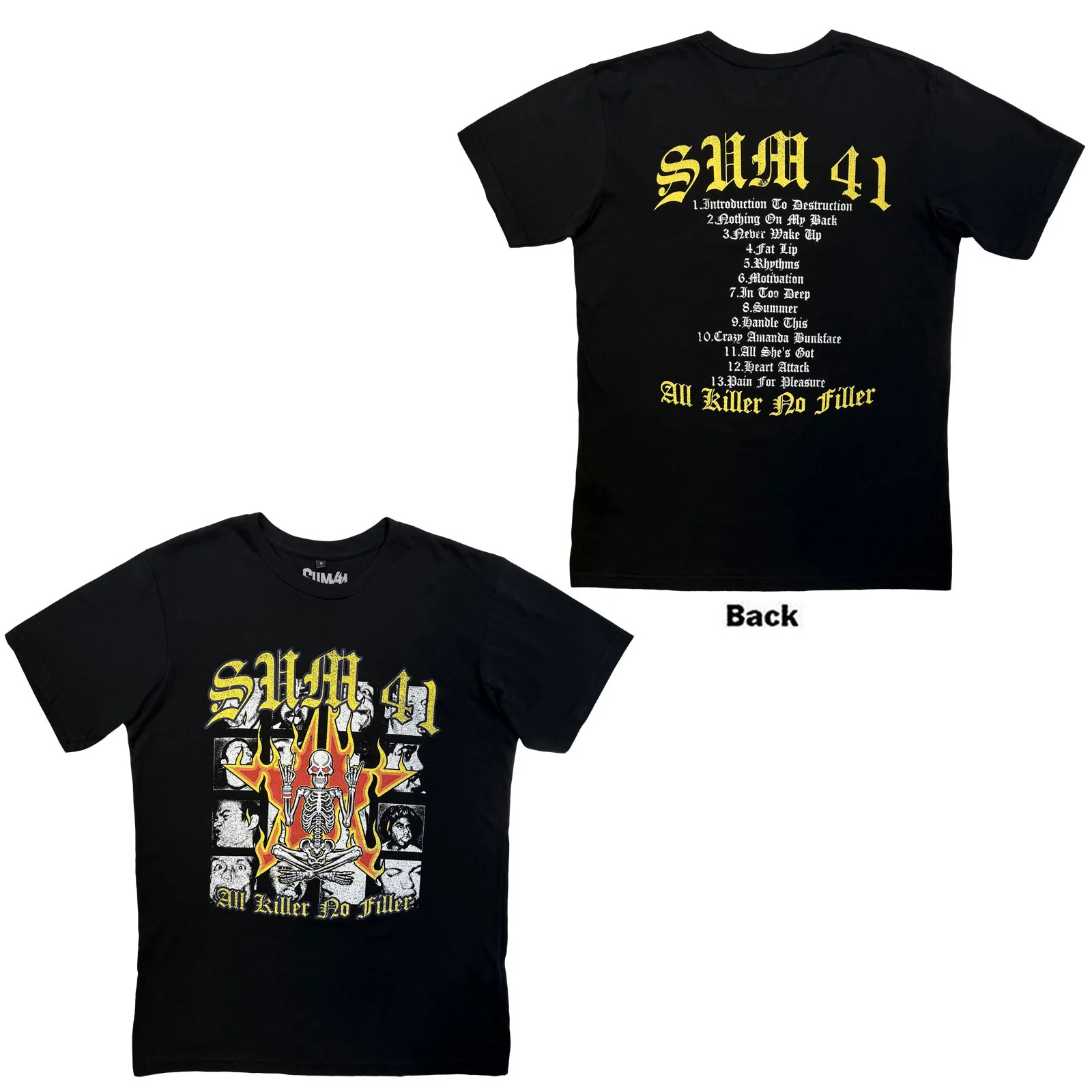 Sum 41 Unisex Premium Carbon T-Shirt: All Killer No Filler Tracklist