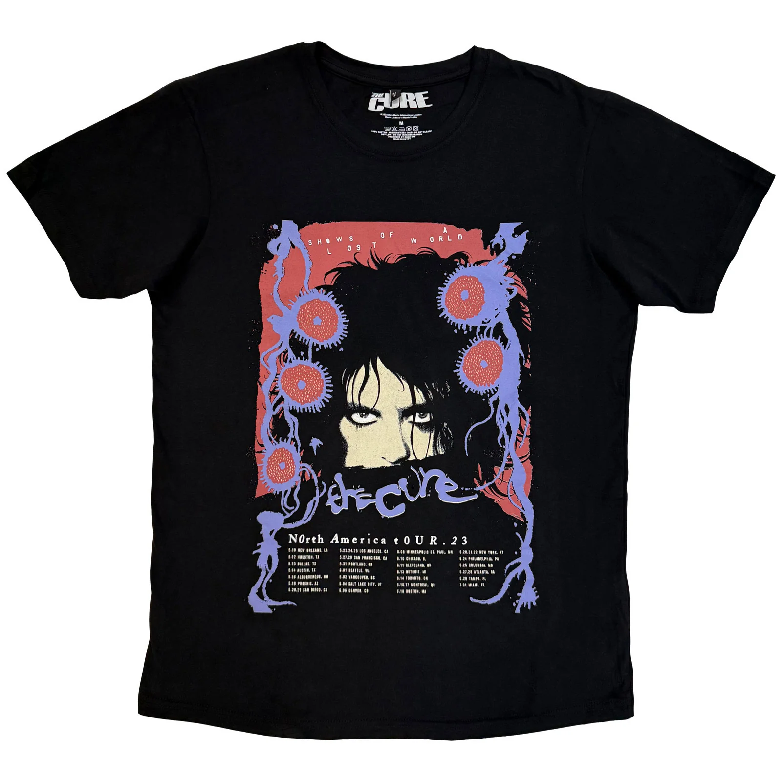 The Cure Unisex Premium Carbon T-Shirt: North American Tour '23 Poster
