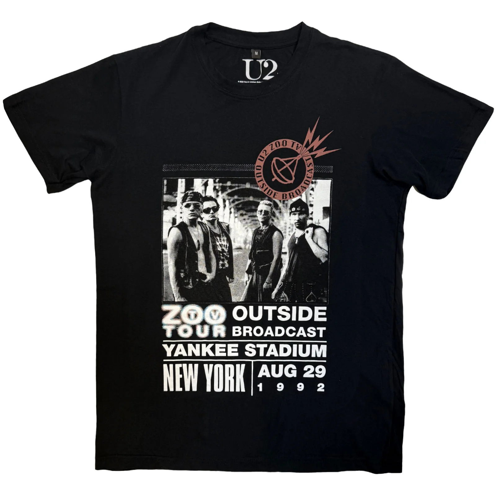 U2 Unisex Premium Carbon T-Shirt: Zoo TV Tour NY Poster 08.29.92