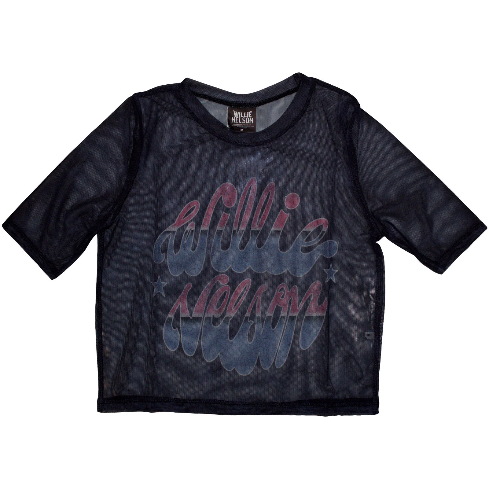 Willie Nelson Ladies Mesh Crop Top: Americana